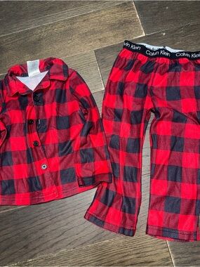 Calvin Klein Kids Red and Black Buffalo Plaid Pajama Set